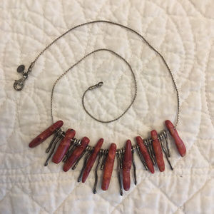 925 Silver and Genuine Coral Beit Nir necklace